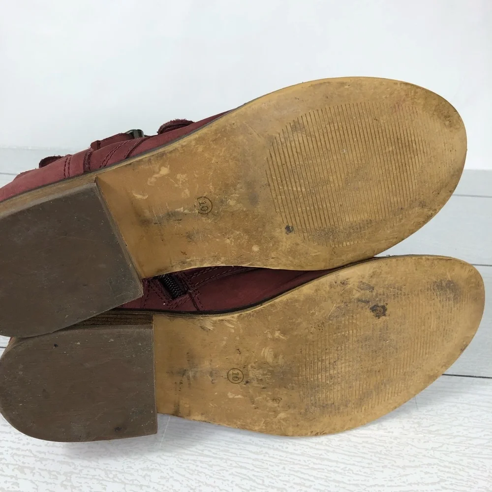Steve‎ Madden Territory burgundy nubuck Ankle Buckles Booties Size 10